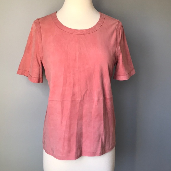 J Crew Suede Salmon Short Sleeve Top 8? - Picture 1 of 10